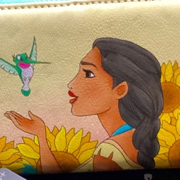 Loungefly Pocahontas Disney Princess Sunflower Women's Zip Around Wallet NWT - Picture 4 of 14